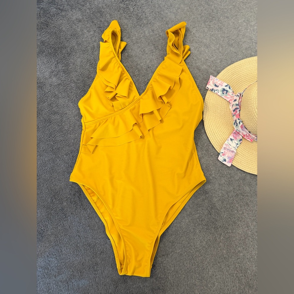 Yellow Ruffled One-Piece Swimsuit